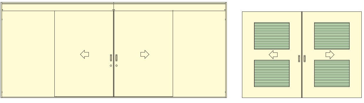 内部軽量体育館シャトルドアのユニットバリエーション