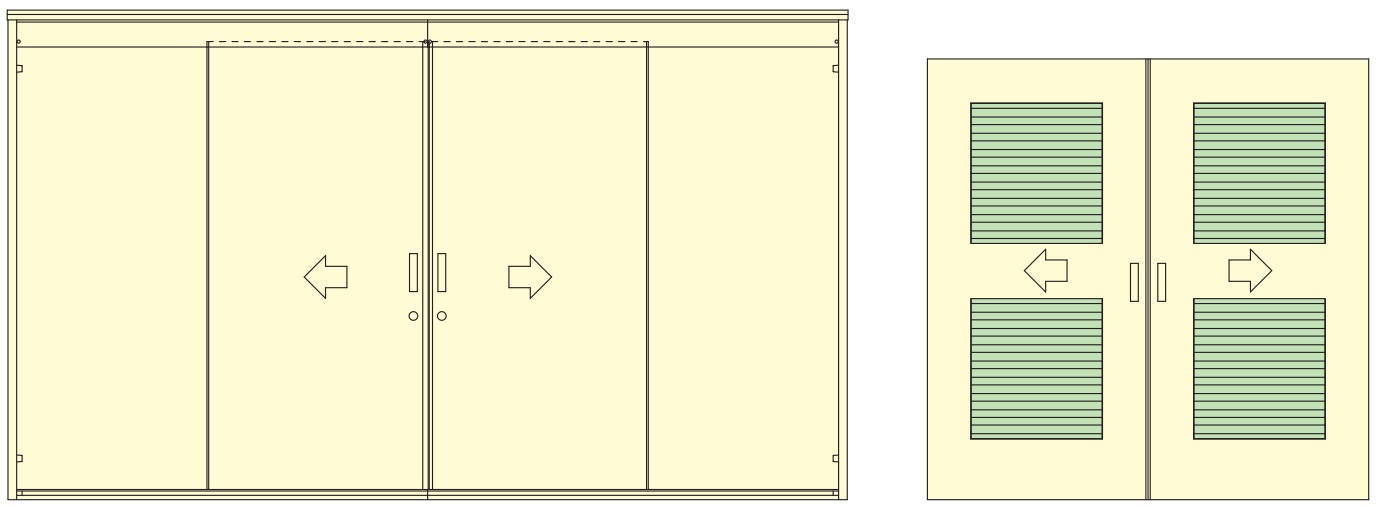 外部用防火体育館シャトルドアのユニットバリエーション