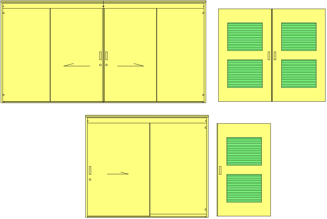 外部用防火体育館シャトルドアのユニットバリエーション